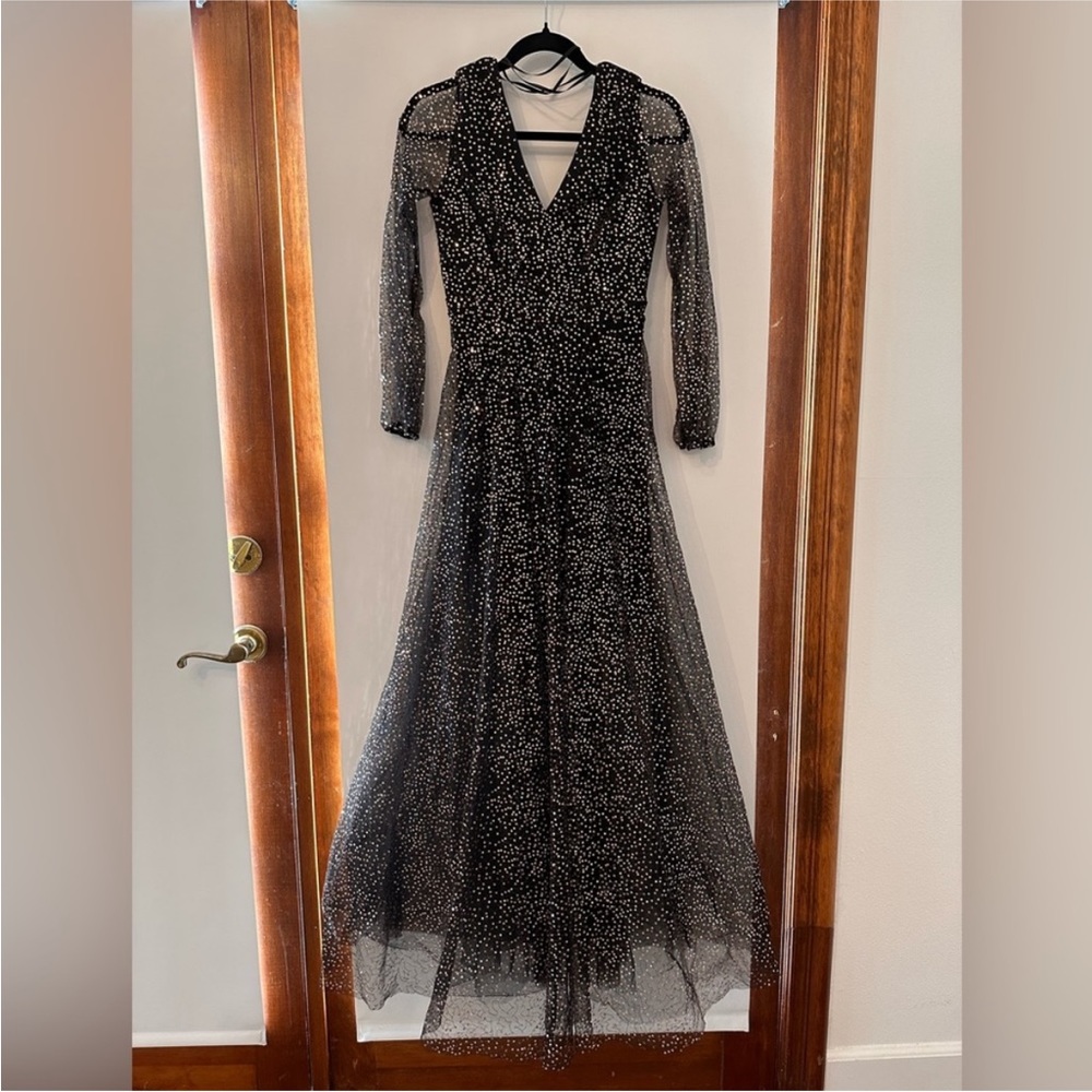 Le Soir park Molly Bracken Maxi Dress Black Sequin Tulle